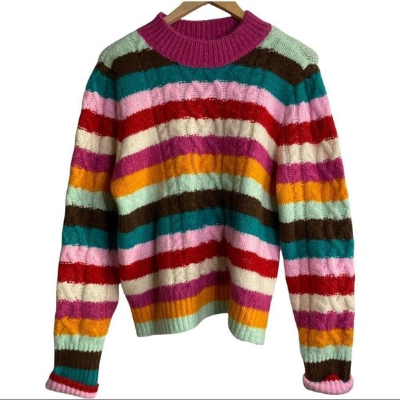HALOGEN multi colour stripe cowl neck sweater XL - Picture 2 of 8